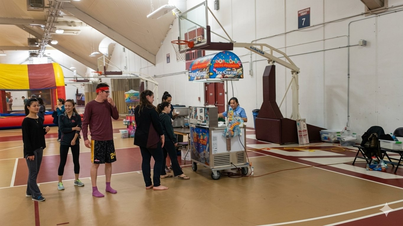 Mini Melts ice cream cart serving students at a Boston College campus event