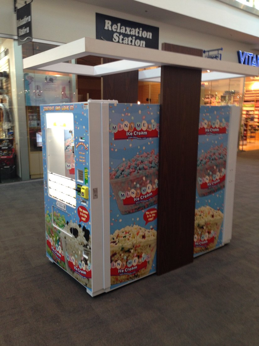 Mini Melts vending kiosk near a mall Relaxation Station